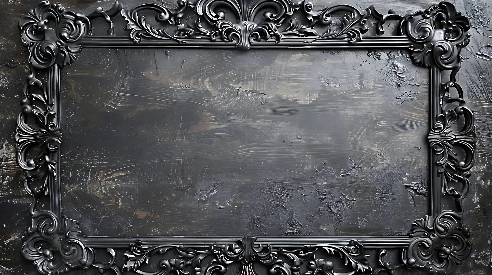 Elegant Victorian Metal Frame on Black Wood — free download from Dotvec