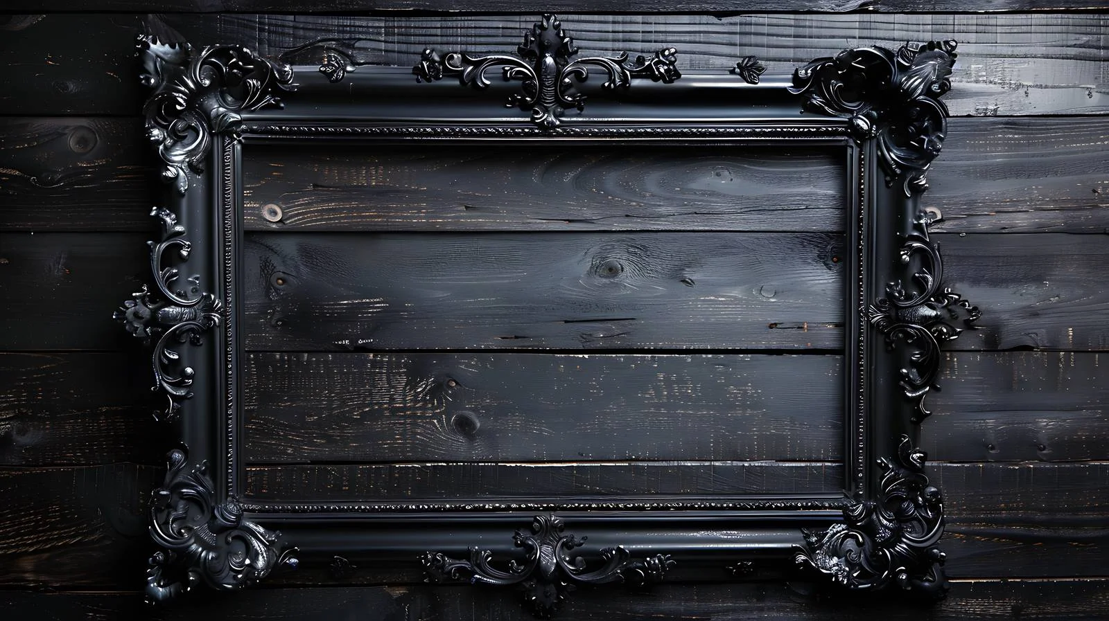 Elegant Victorian Metal Frame on Black Wood — free download from Dotvec