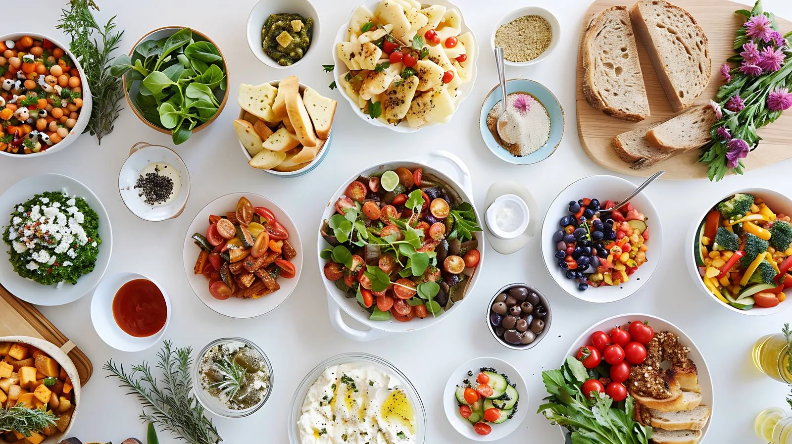 Assortment of Fresh Homemade Food on Table — free download from Dotvec