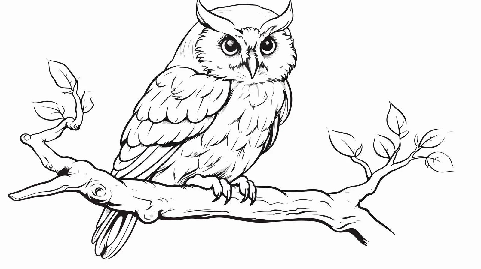 Owl Sketch Doodle on Branch — free download from Dotvec