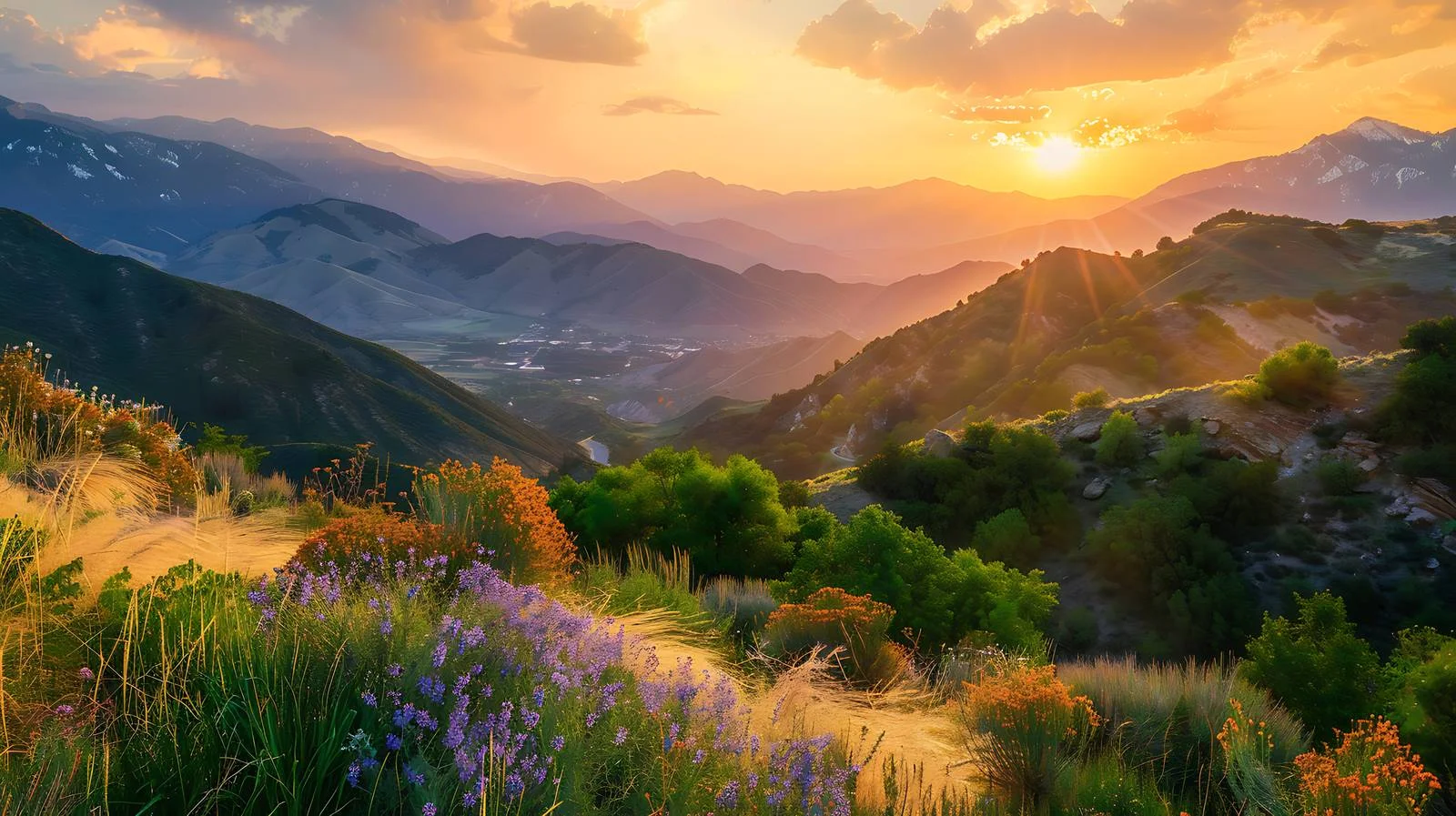 Golden Hour Panorama of Little Cottonwood Canyon — free download from Dotvec