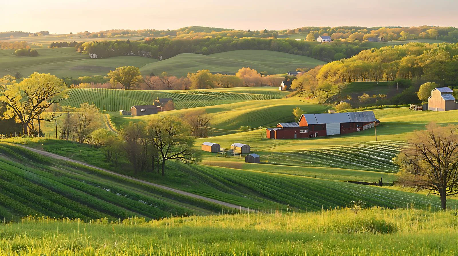 Scenic Evening Farm and Fields Landscape — free download from Dotvec