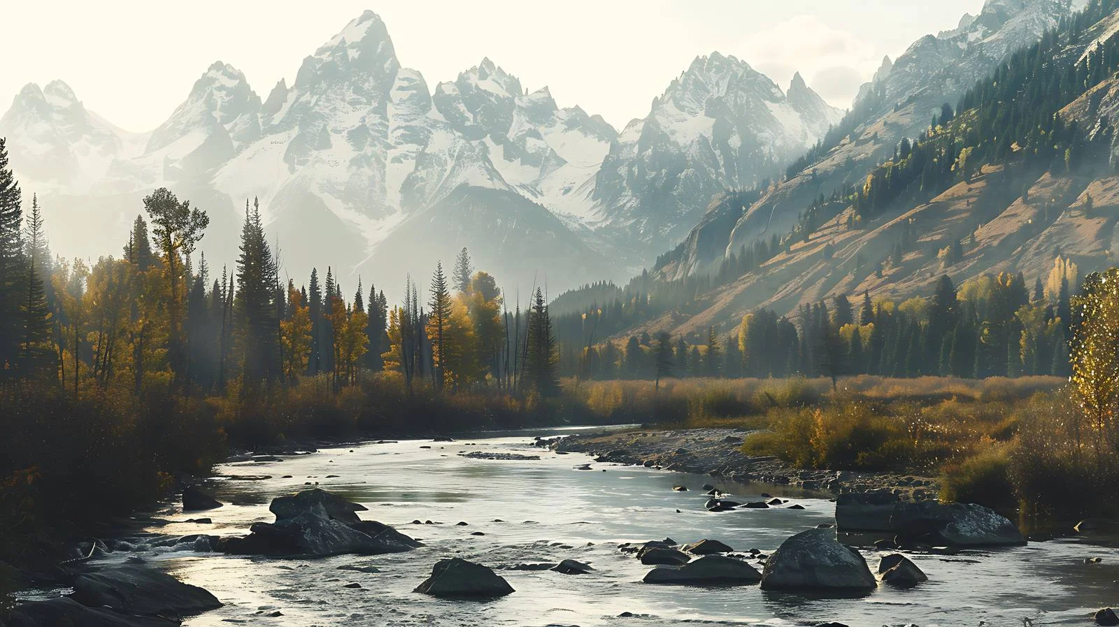Majestic Grand Teton Mountains River Panorama — free download from Dotvec