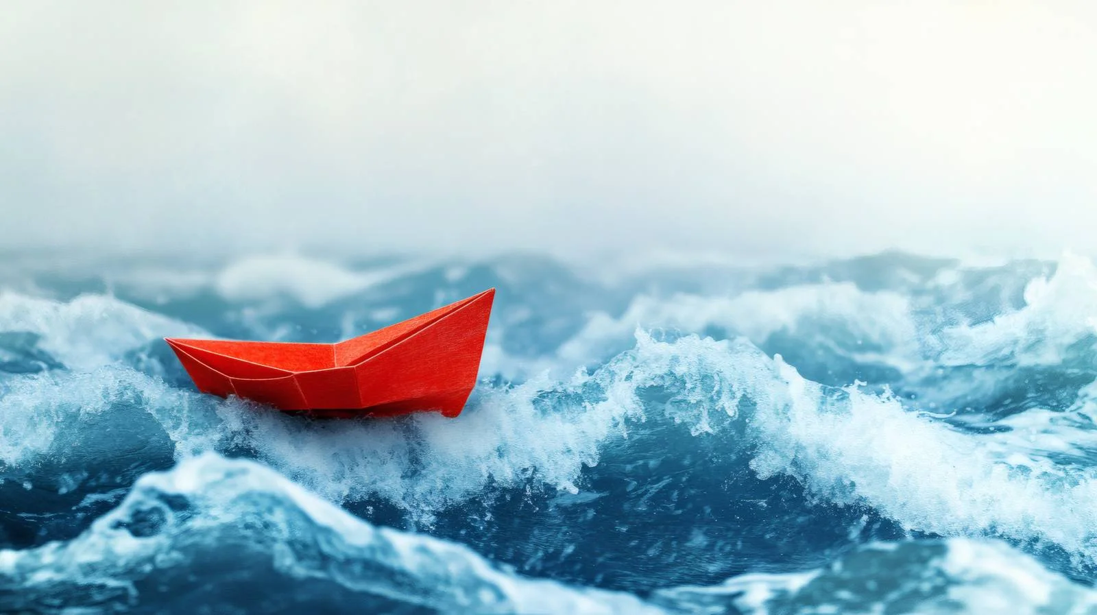 Lonely Paper Boat in Turbulent Sea — free download from Dotvec