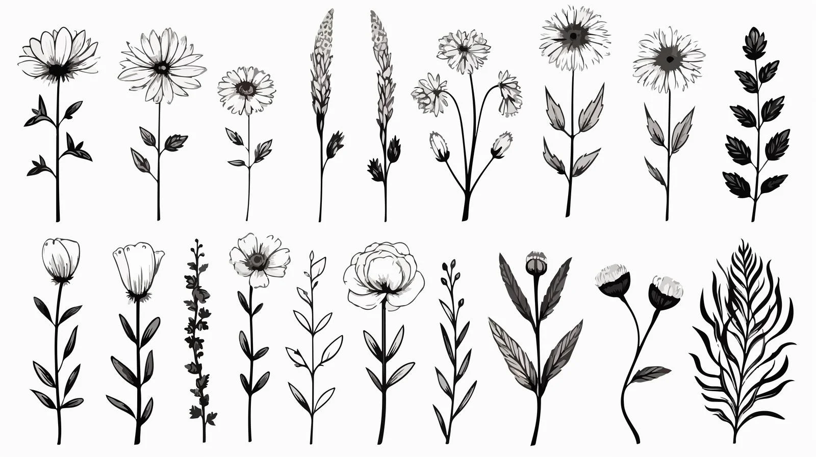 Wildflowers Field Sketch — free download from Dotvec