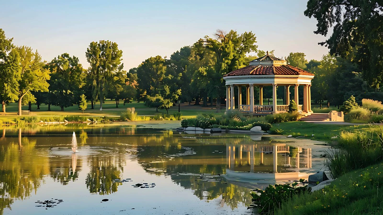 Tranquil Morning Glow at Como Park Pavilion — free download from Dotvec