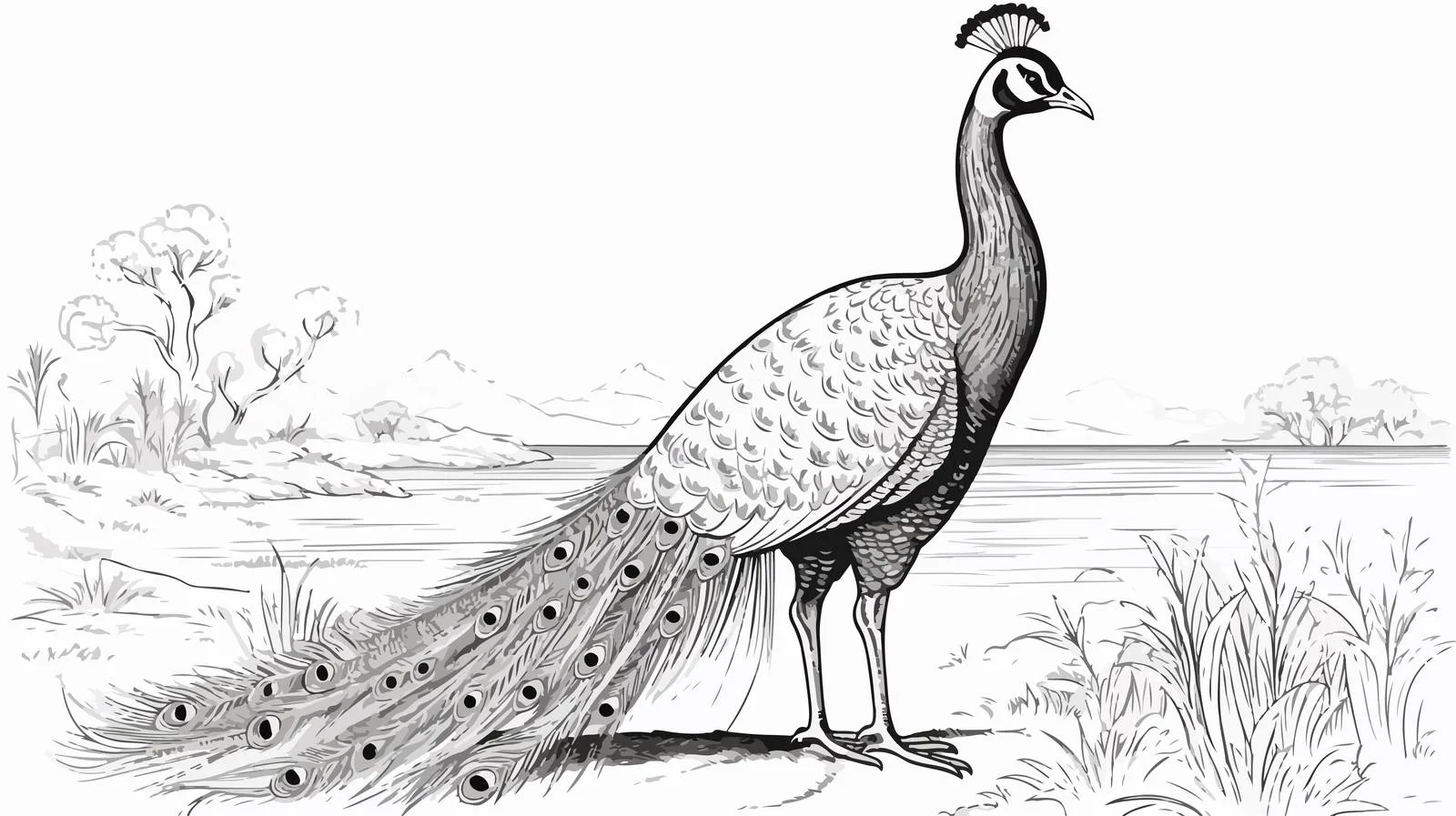 Engraved Peacock Sketch Vector Illustration — free download from Dotvec