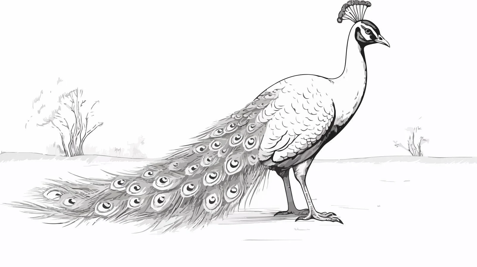 Engraved Peacock Sketch Vector Illustration — free download from Dotvec
