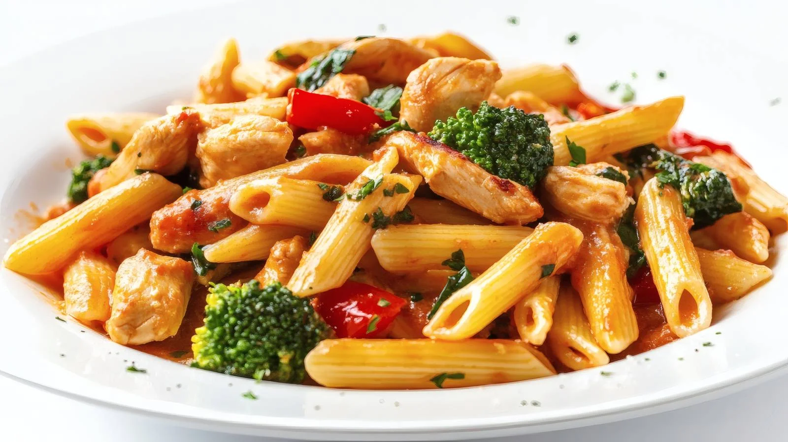 Delicious Penne Pasta Chicken on White — free download from Dotvec
