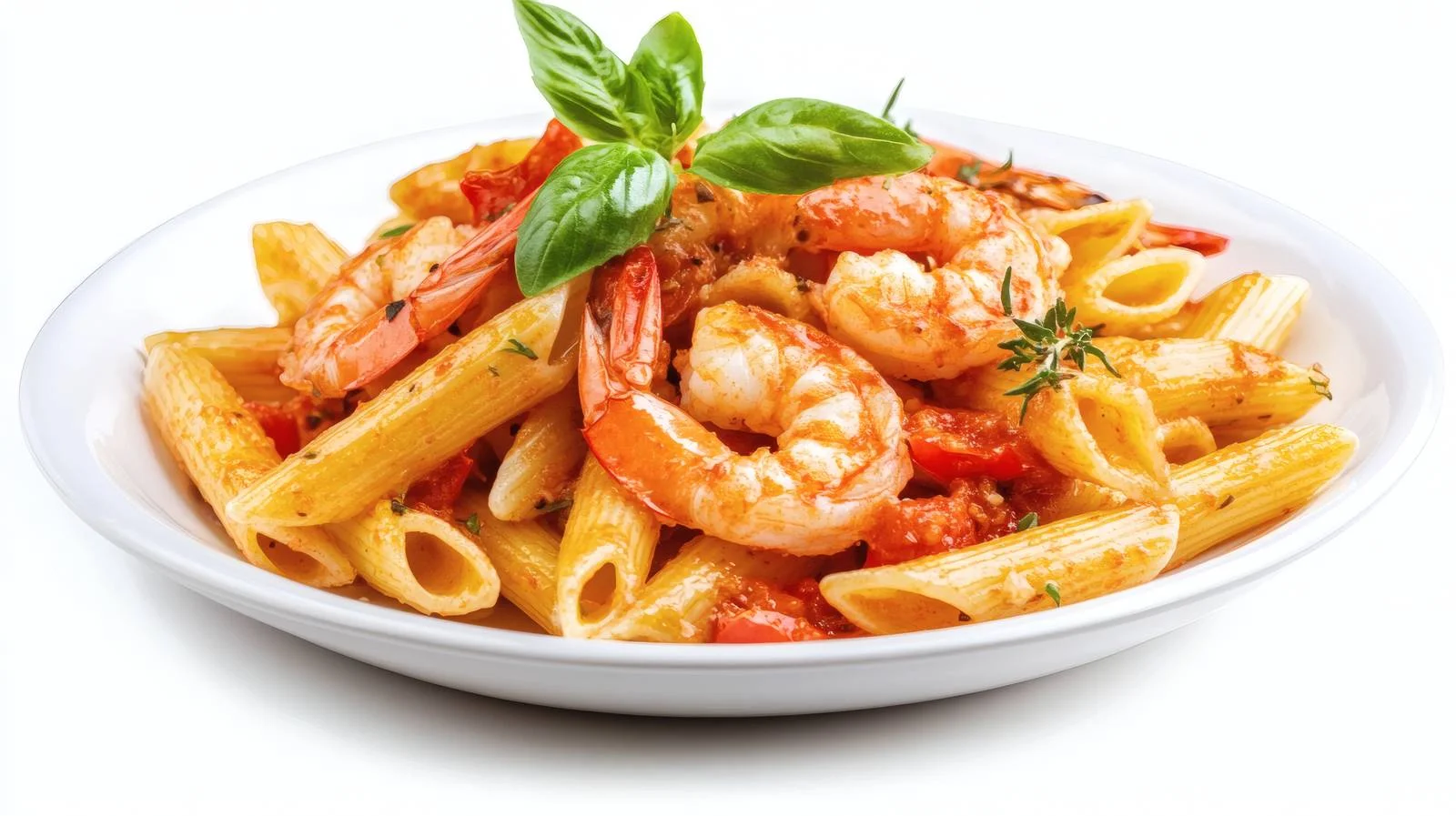 Exquisite Penne Pasta and Prawns Presentation — free download from Dotvec