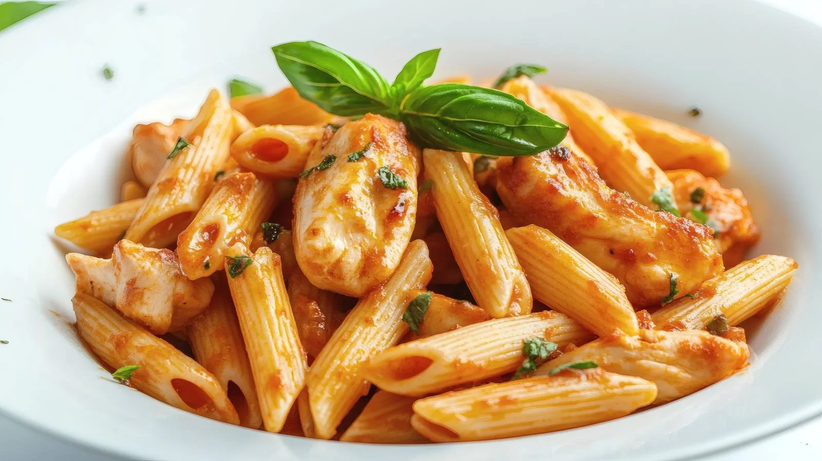 Gourmet Penne Pasta Chicken White Background — free download from Dotvec
