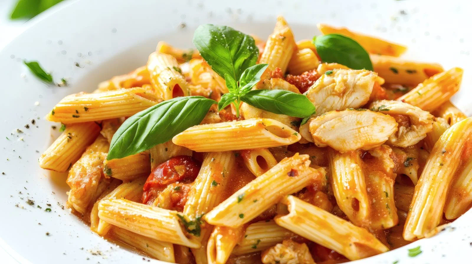 Chicken Penne Pasta on White Background — free download from Dotvec