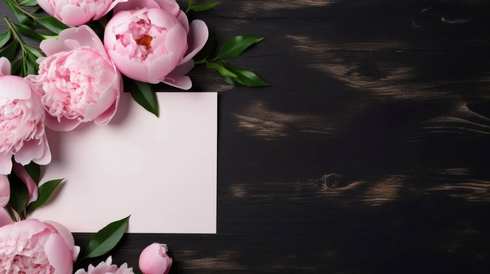 Elegant Peony Flowers and Blank Card — free download from Dotvec