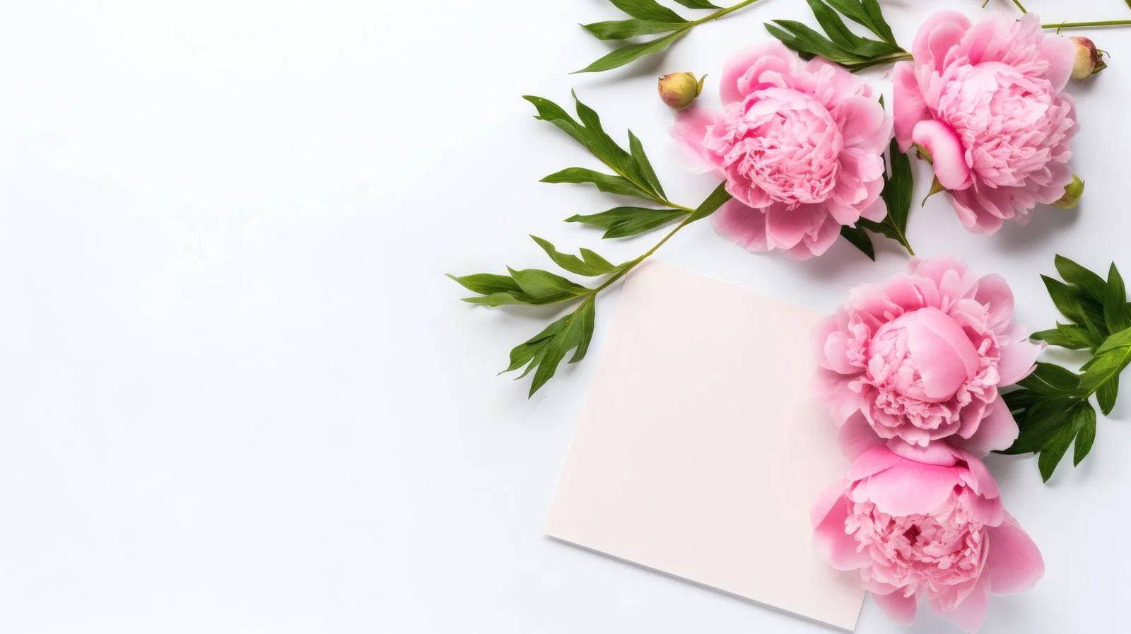 Elegant Peony Flowers with White Card — free download from Dotvec