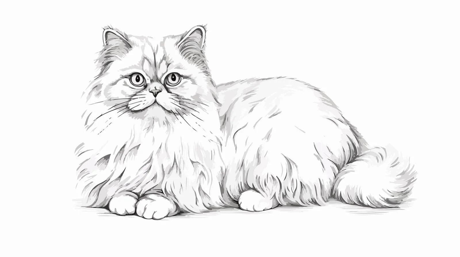 Fluffy Persian Cat Sketch — free download from Dotvec