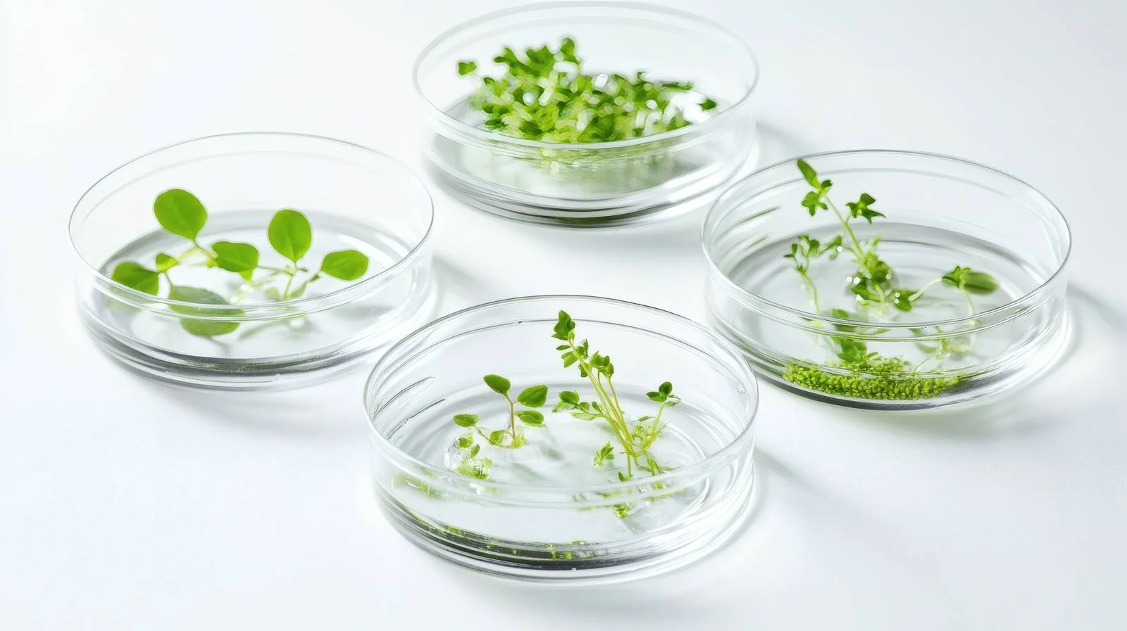 Green Plants in Petri Dishes on White — free download from Dotvec