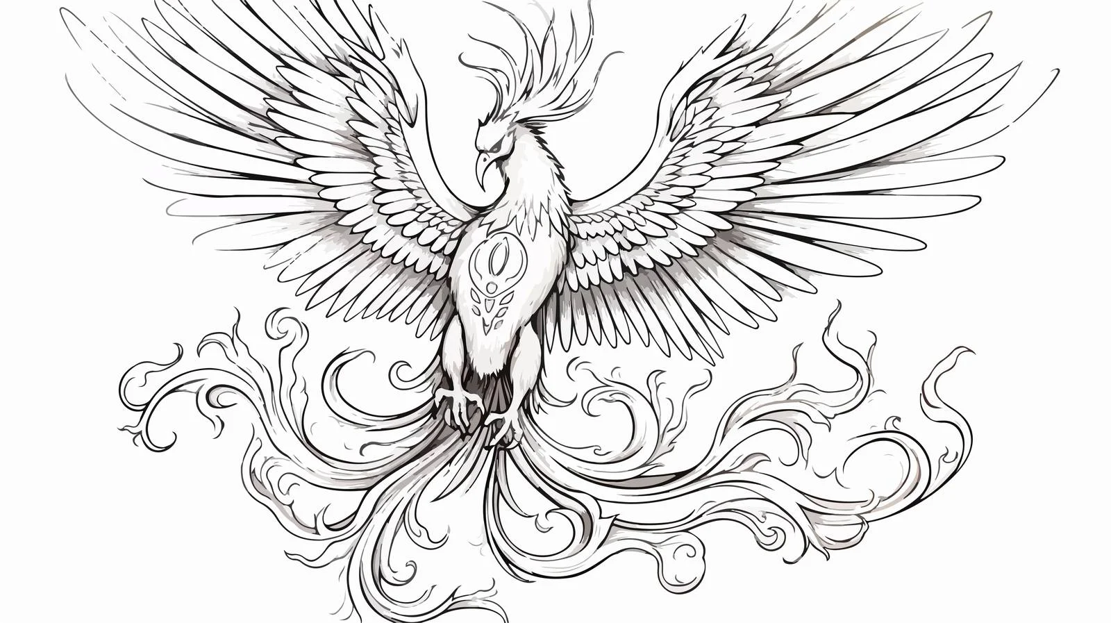 Mythical Phoenix Sketch Illustration — free download from Dotvec