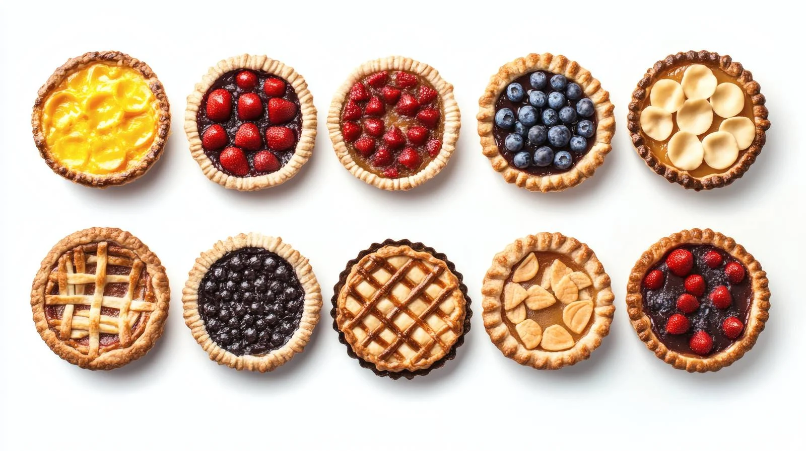 Assorted Pies on White Background Display — free download from Dotvec