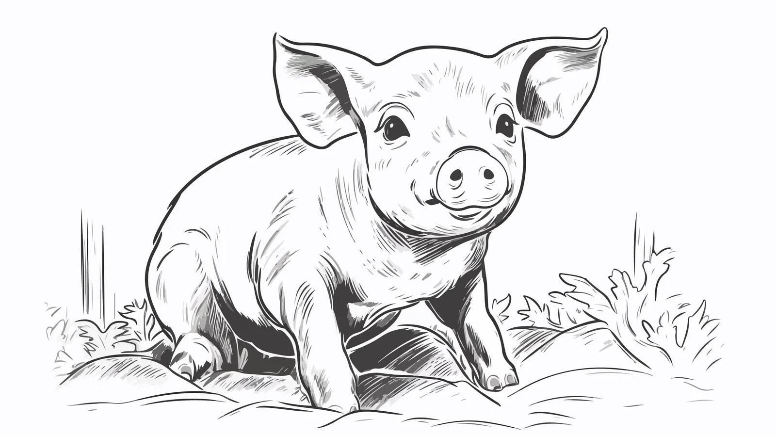 Hand-Drawn Piglet Portrait for Agriculture — free download from Dotvec
