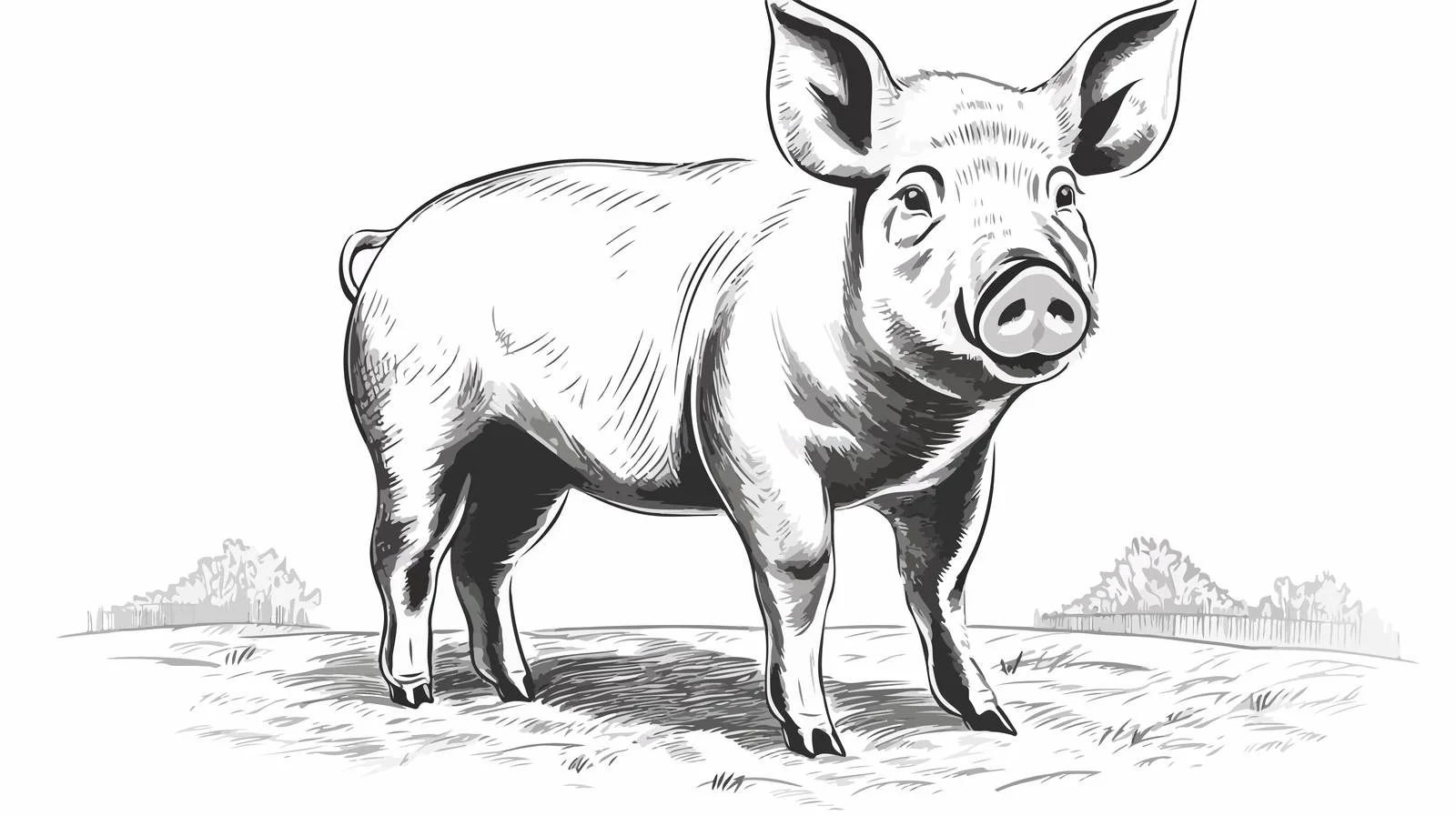 Hand-drawn Piglet Portrait Sketch — free download from Dotvec