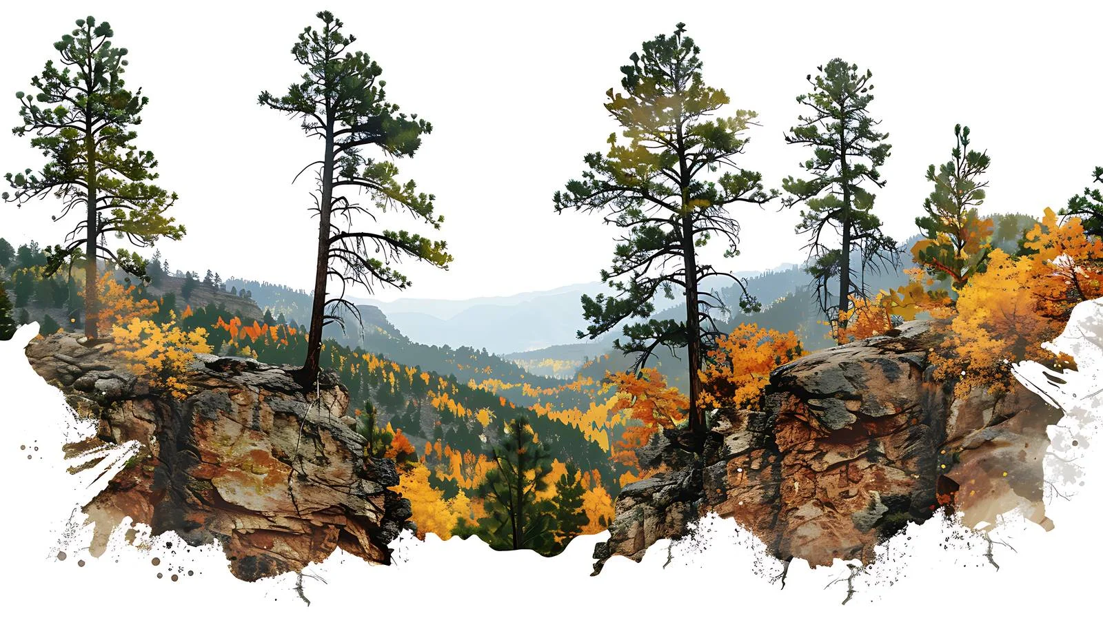 Tranquil Pine Trees Amid Valley Bluffs — free download from Dotvec