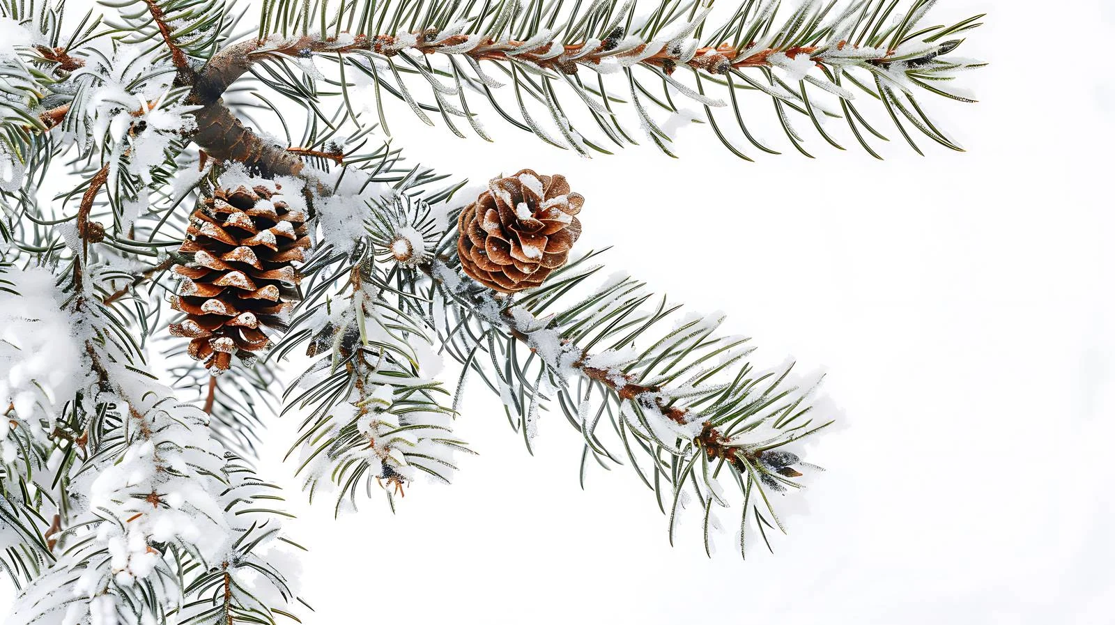 Frozen Pine Branch with Cone Close-Up — free download from Dotvec