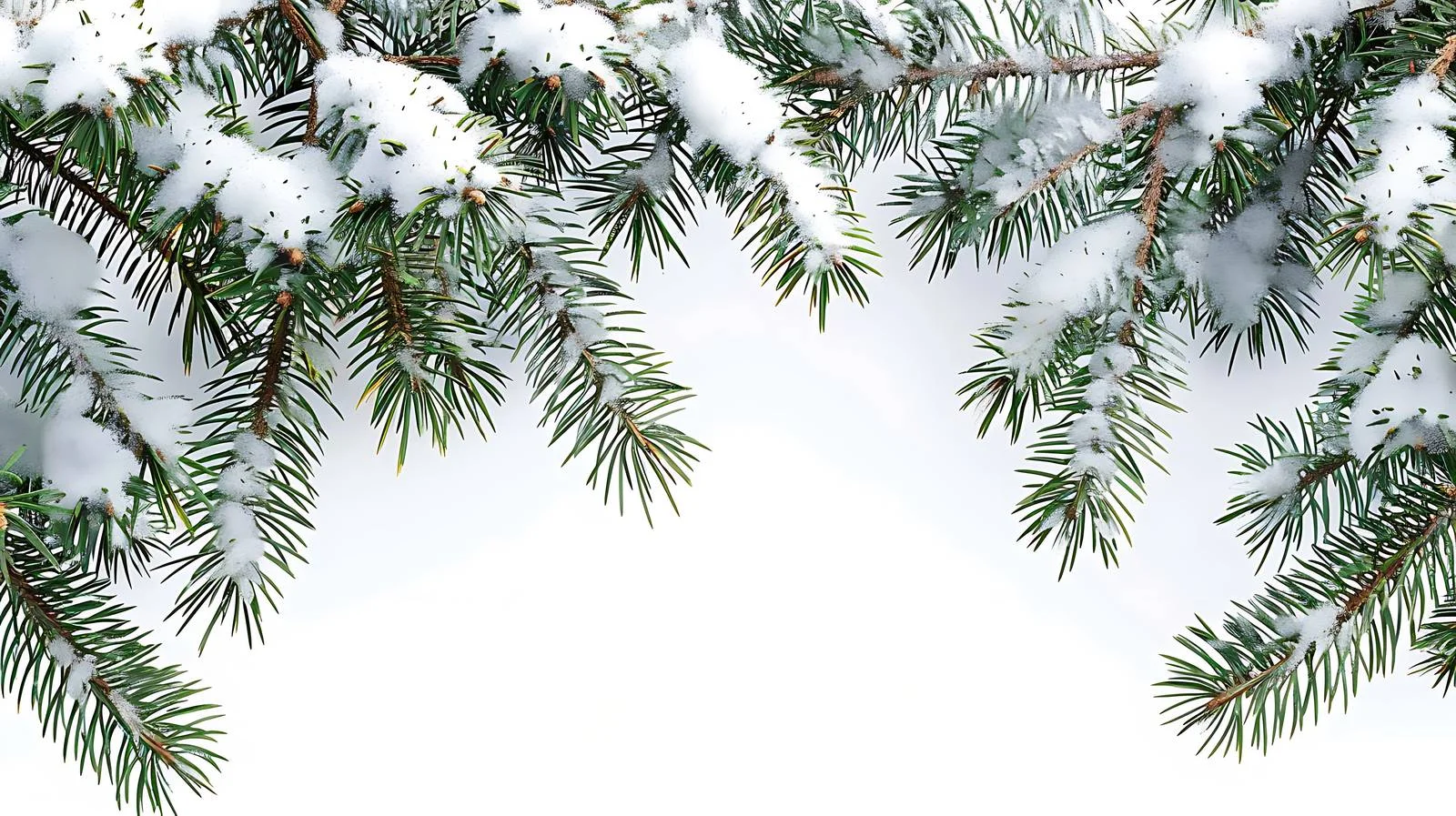 Snow-covered pine branches in forest winter — free download from Dotvec