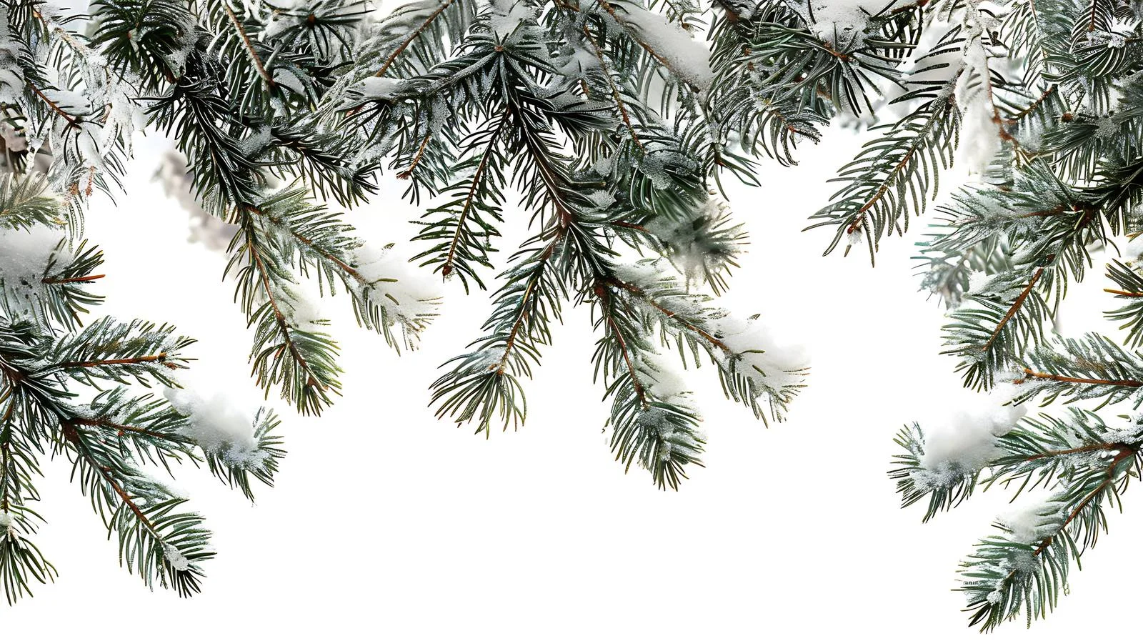 Snow-covered pine branches in serene forest — free download from Dotvec