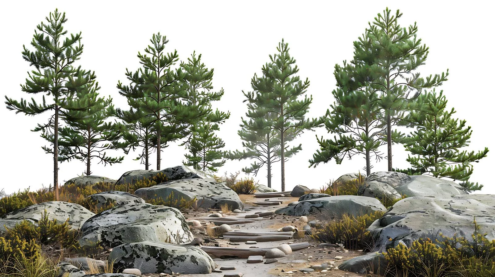 Serene Pine Trees at Sunrise Over Path — free download from Dotvec