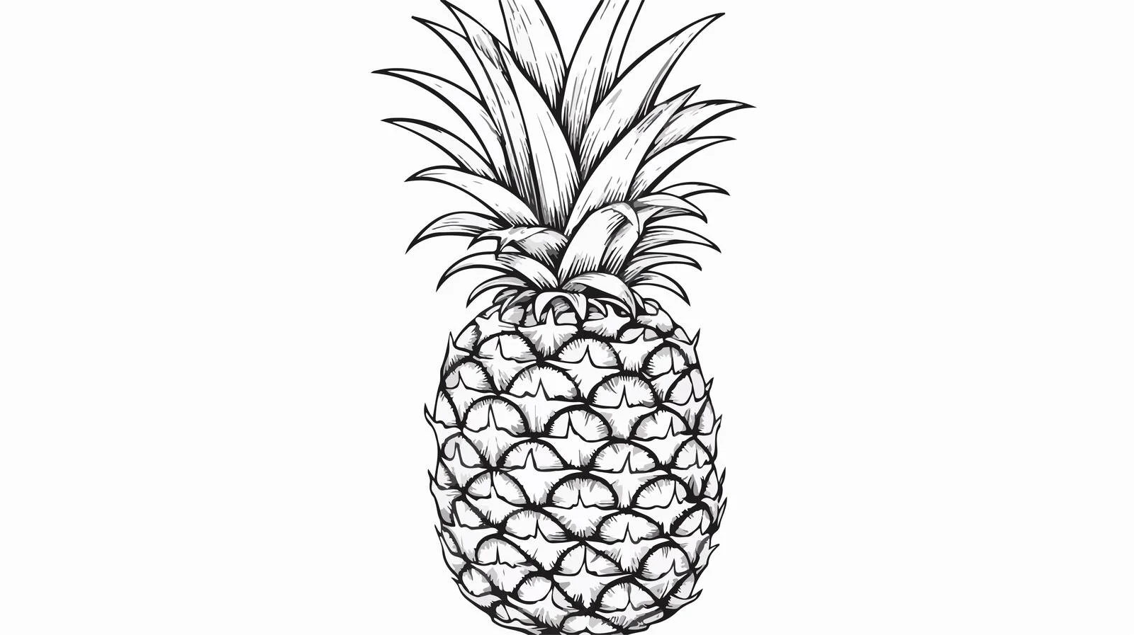 Hand-Drawn Pineapple Engraved Vector Image — free download from Dotvec