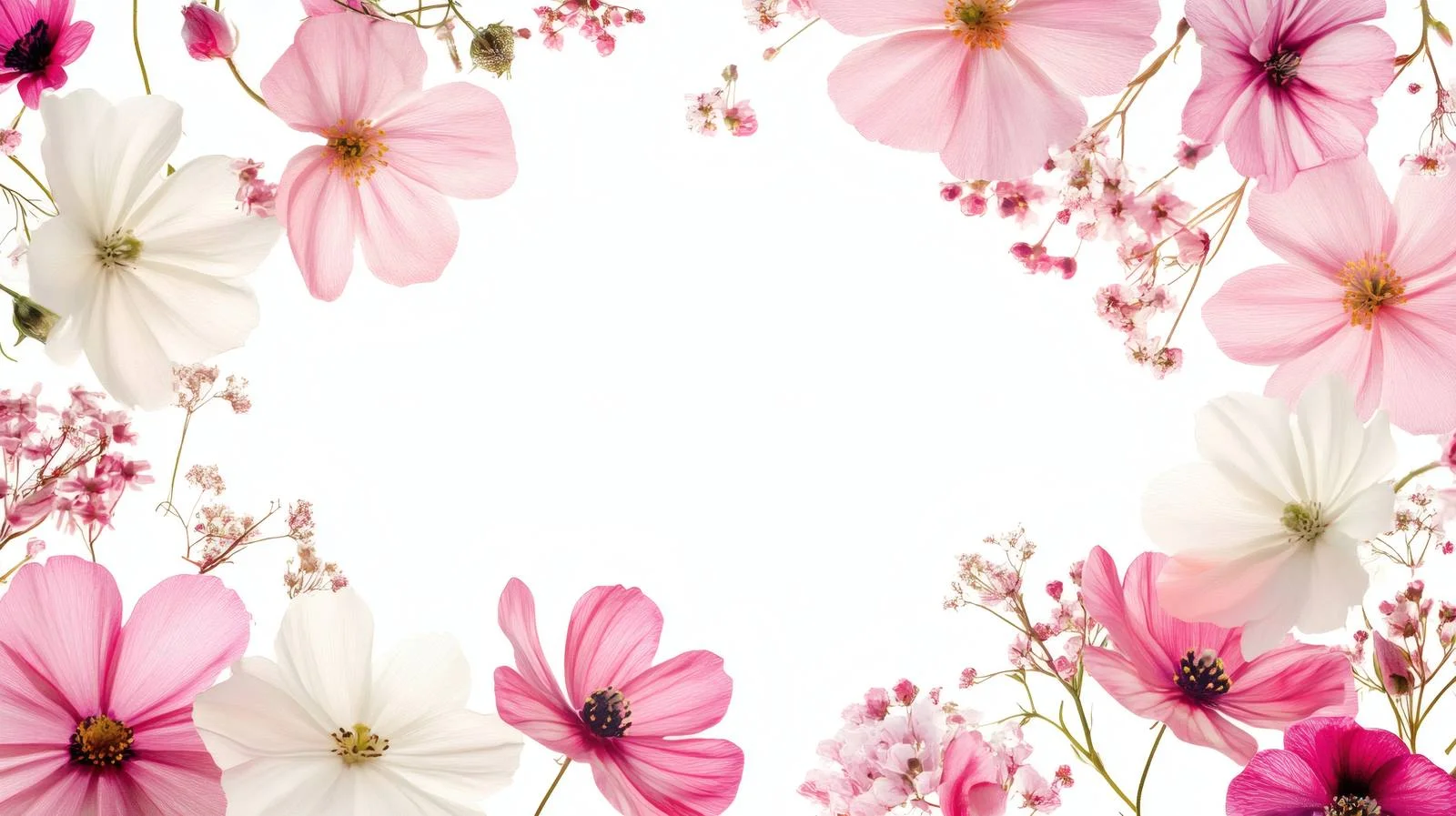 Elegant Pink and White Floral Border — free download from Dotvec