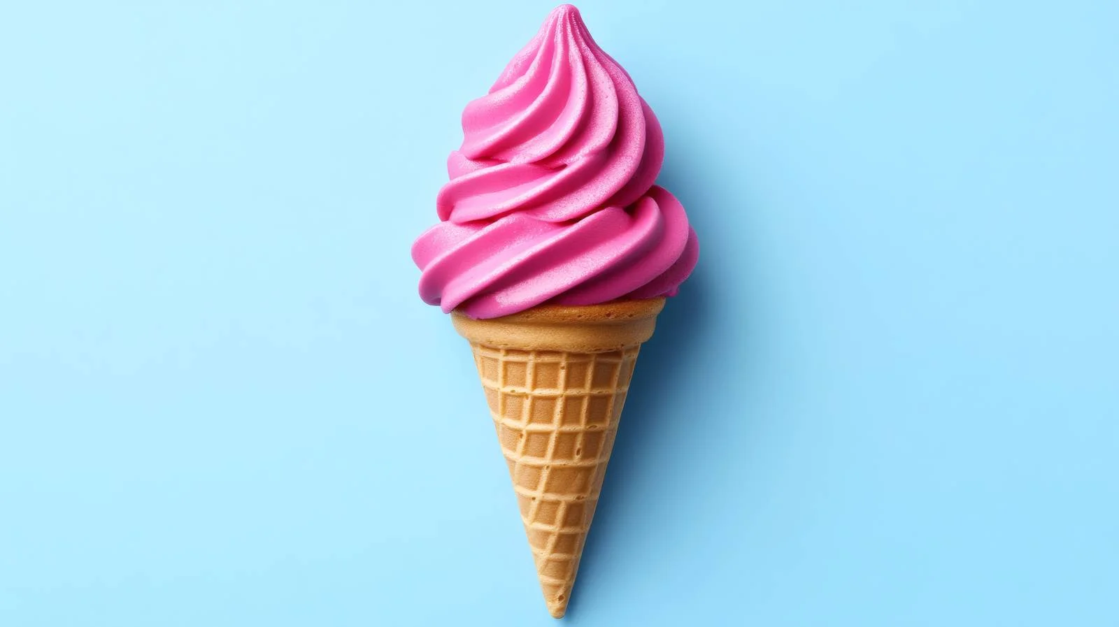 Pastel pink ice cream cone on vibrant blue backdrop — free download from Dotvec