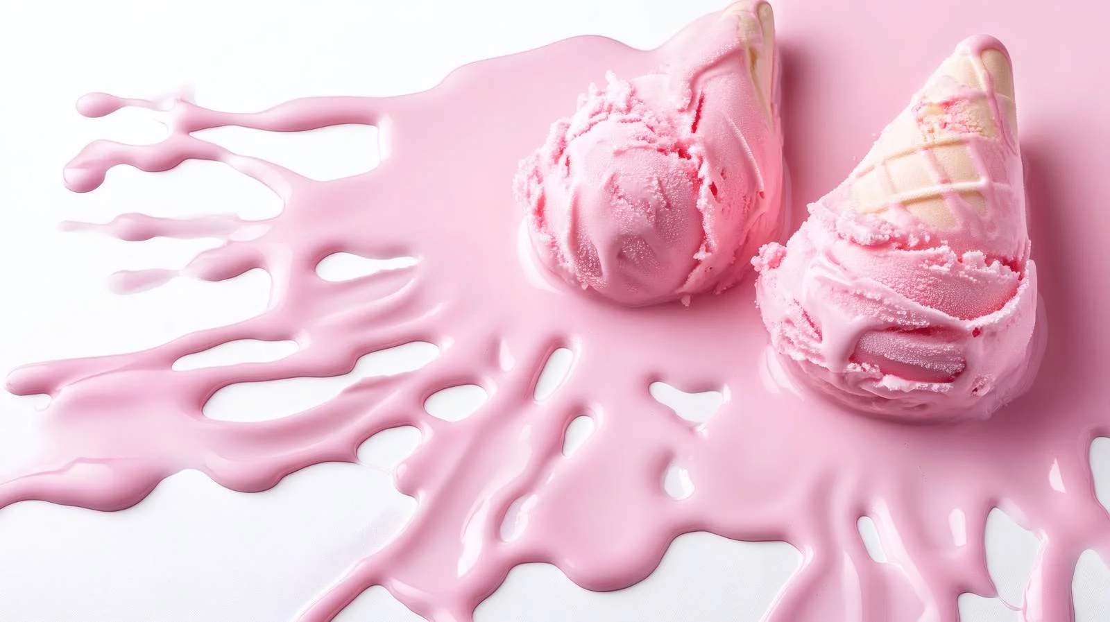Dripping Pink Ice Cream on Isolated White – free frozen treat image from Dotvec