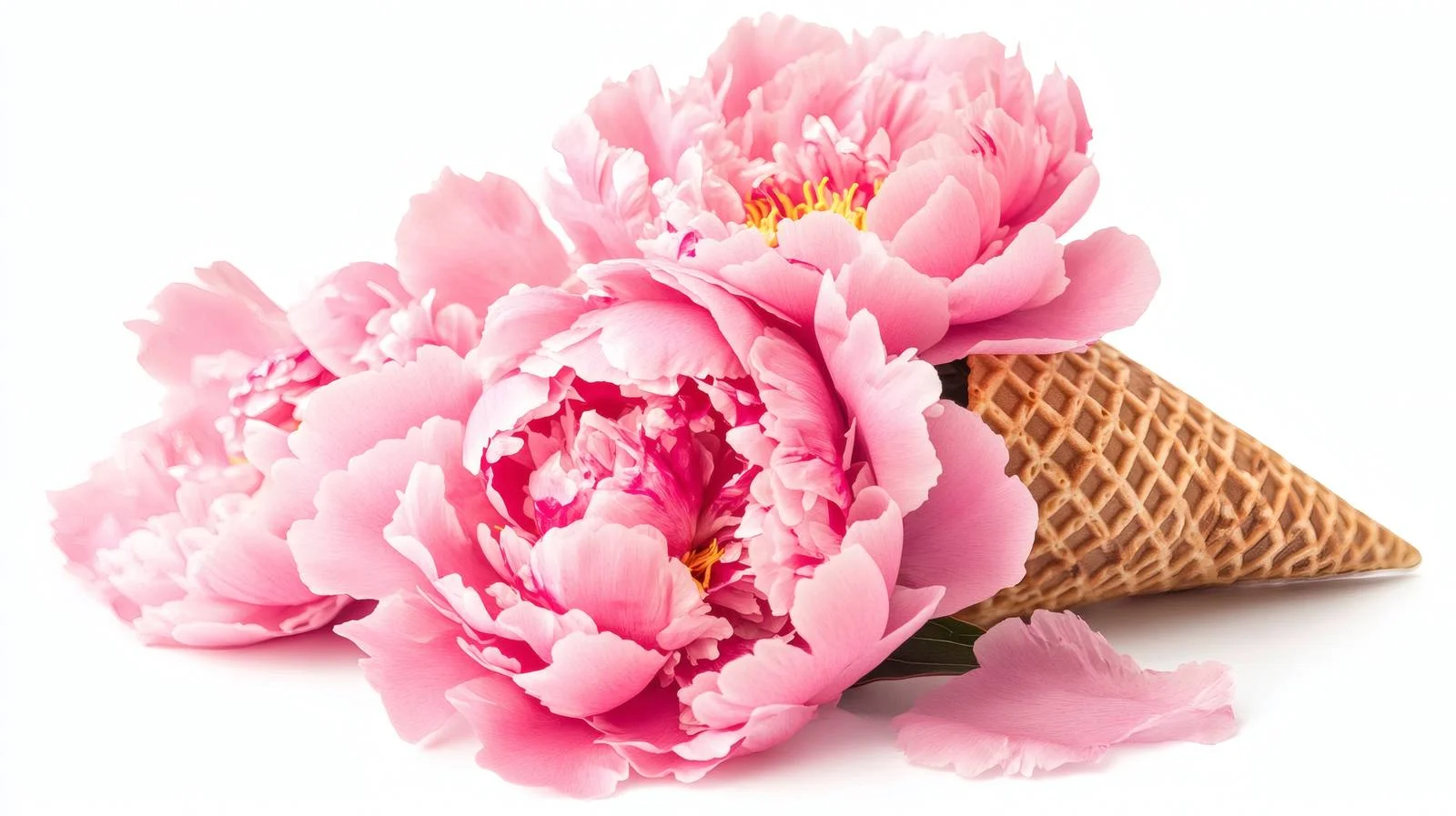 Pink Peony Flowers in Waffle Cone Display — free download from Dotvec
