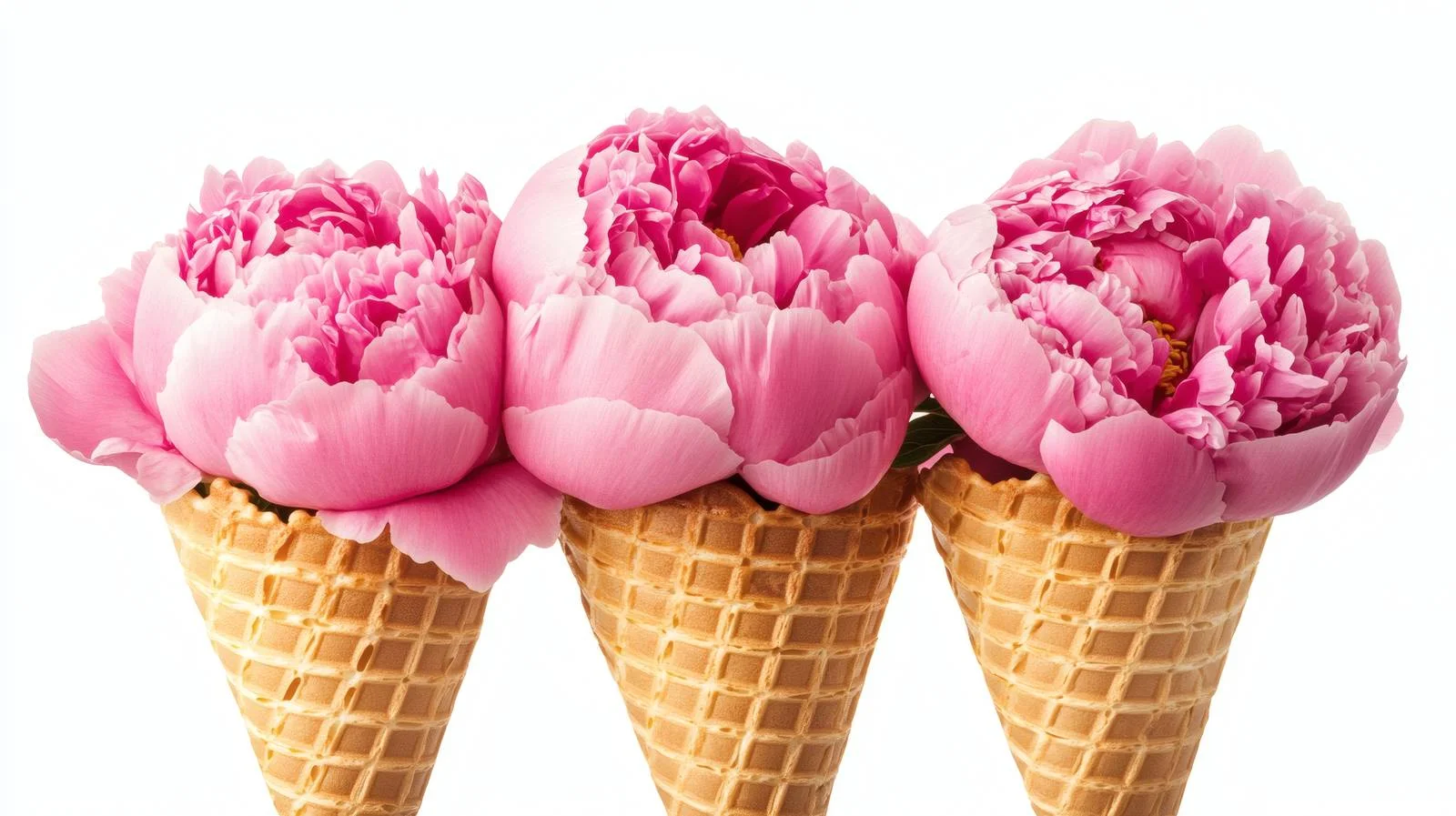 Pink peony blossoms in cone, white background — free download from Dotvec