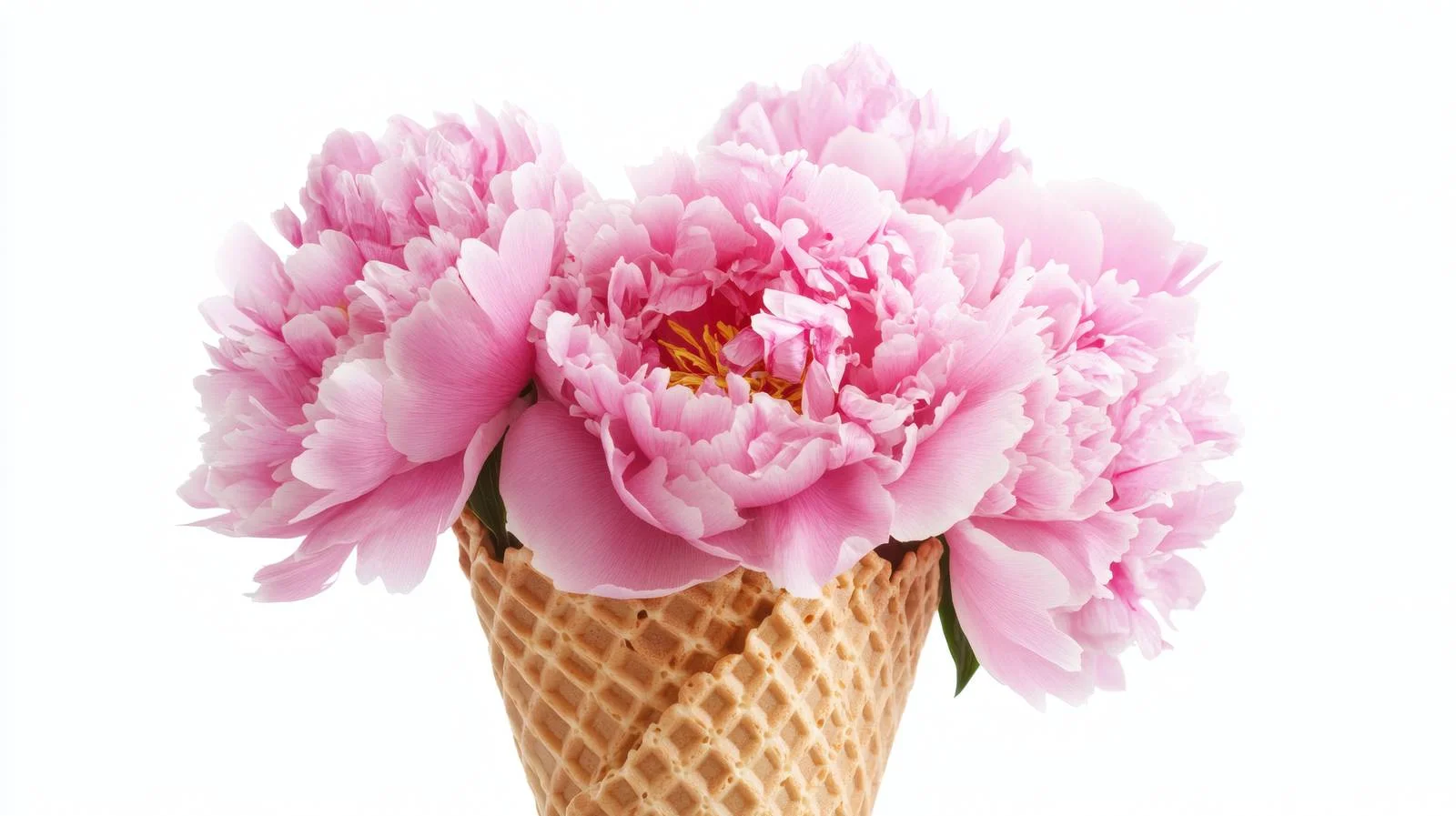Elegant Pink Peony Bouquet in Waffle Cone — free download from Dotvec