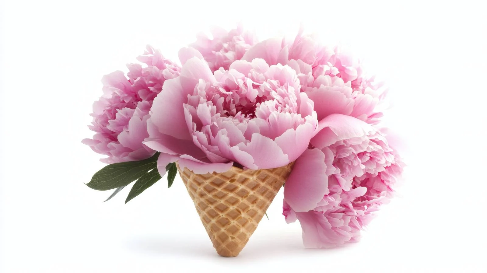 Pink peony flowers in cone on white — free download from Dotvec