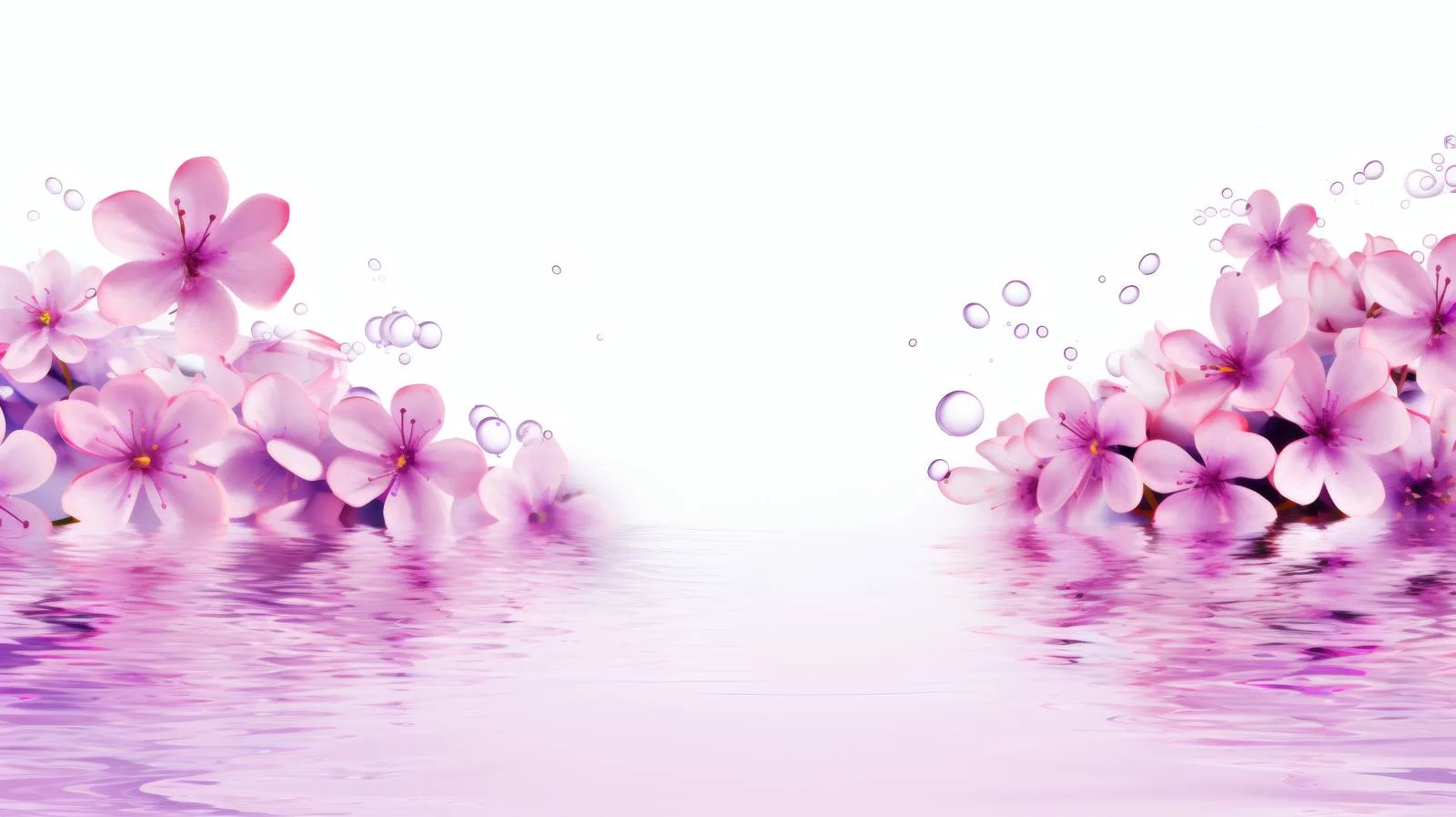 Serene pink water with isolated purple flowers — free download from Dotvec