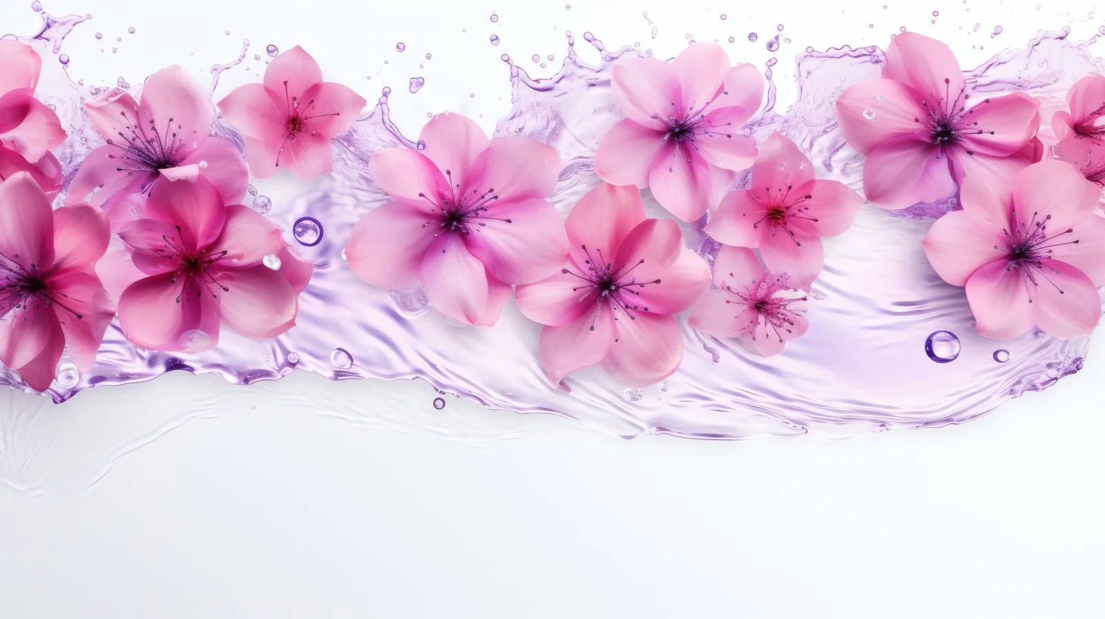 Pink Water Surface and Purple Flowers — free download from Dotvec