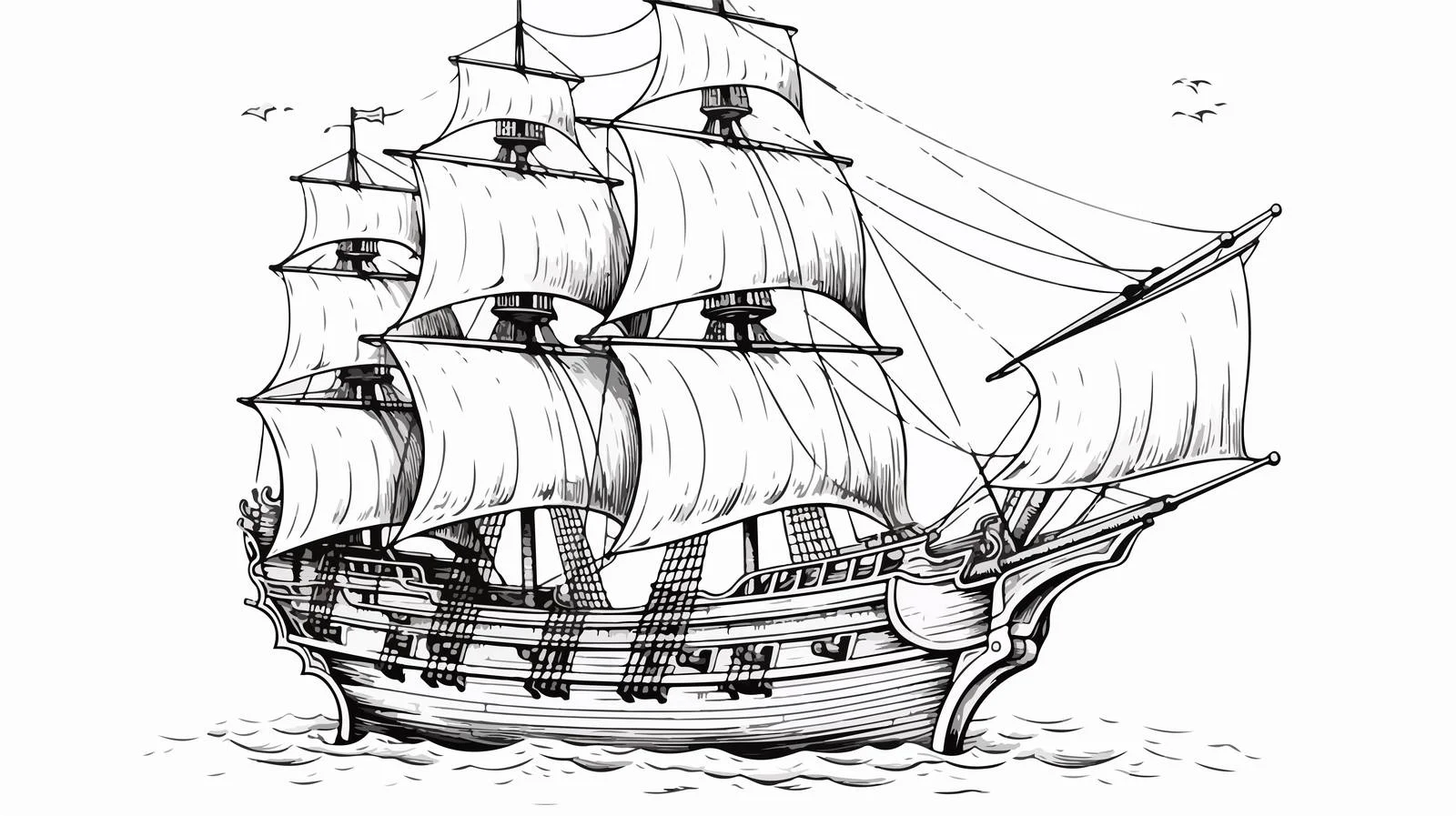 Hand-drawn Pirate Ship Vector Illustration — free download from Dotvec