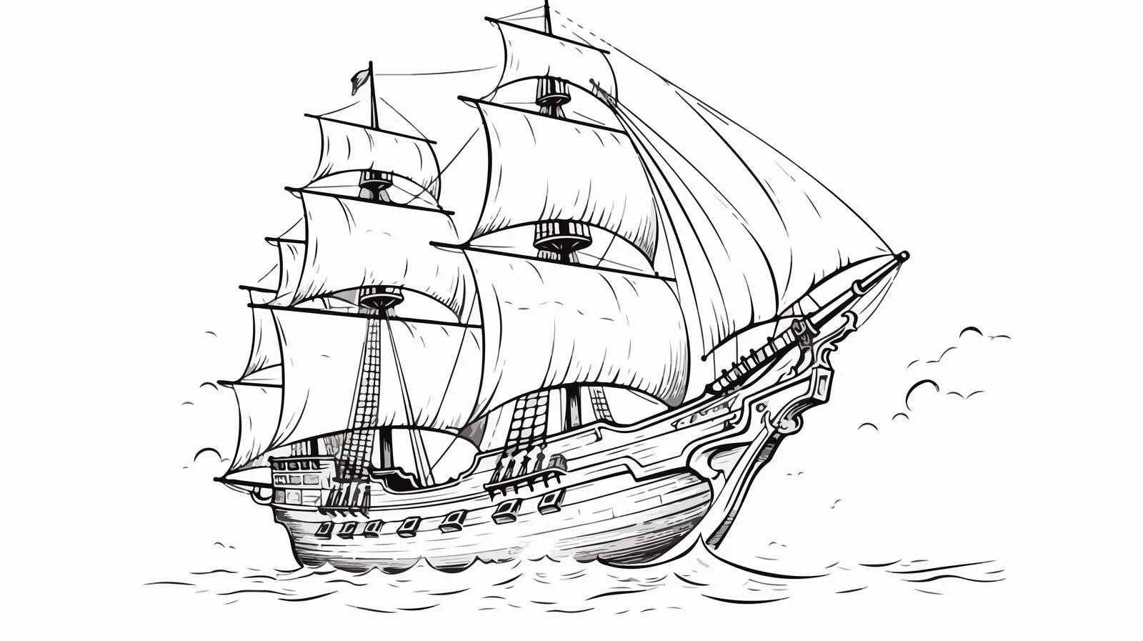 Pirate Ship Sketch Vector Illustration — free download from Dotvec