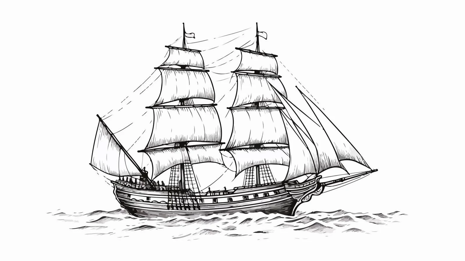 Hand-Drawn Pirate Ship Vector Illustration — free download from Dotvec