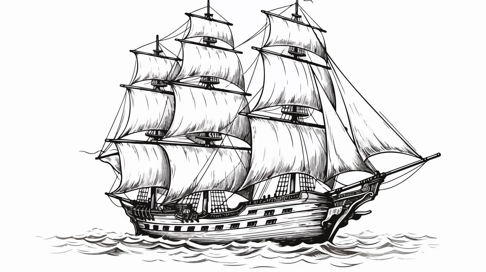 Retro Pirate Ship Sketch Engraving — free download from Dotvec