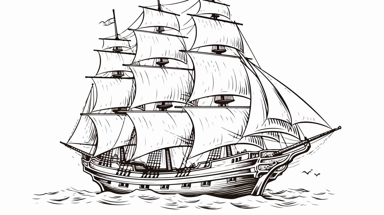Vintage Pirate Ship Sketch — free download from Dotvec