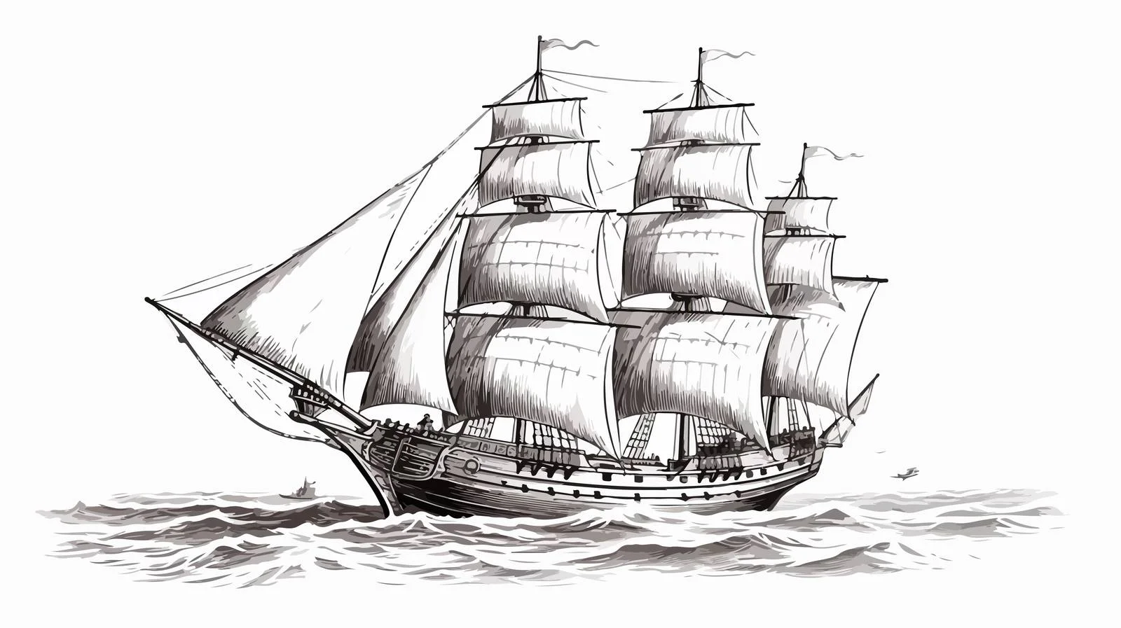 Vintage Sailboat Sketch — free download from Dotvec