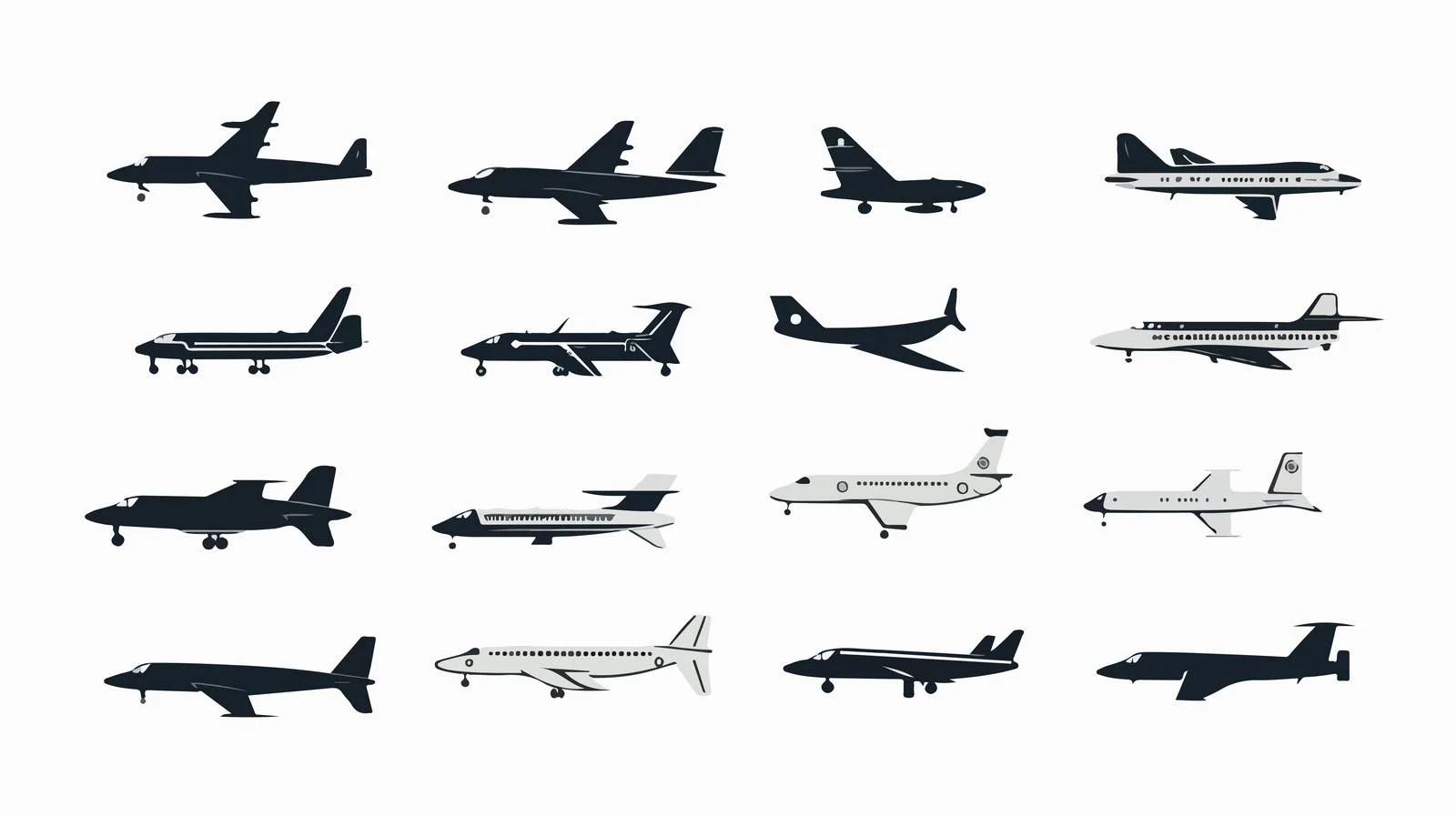 Silhouette Plane Set — free download from Dotvec