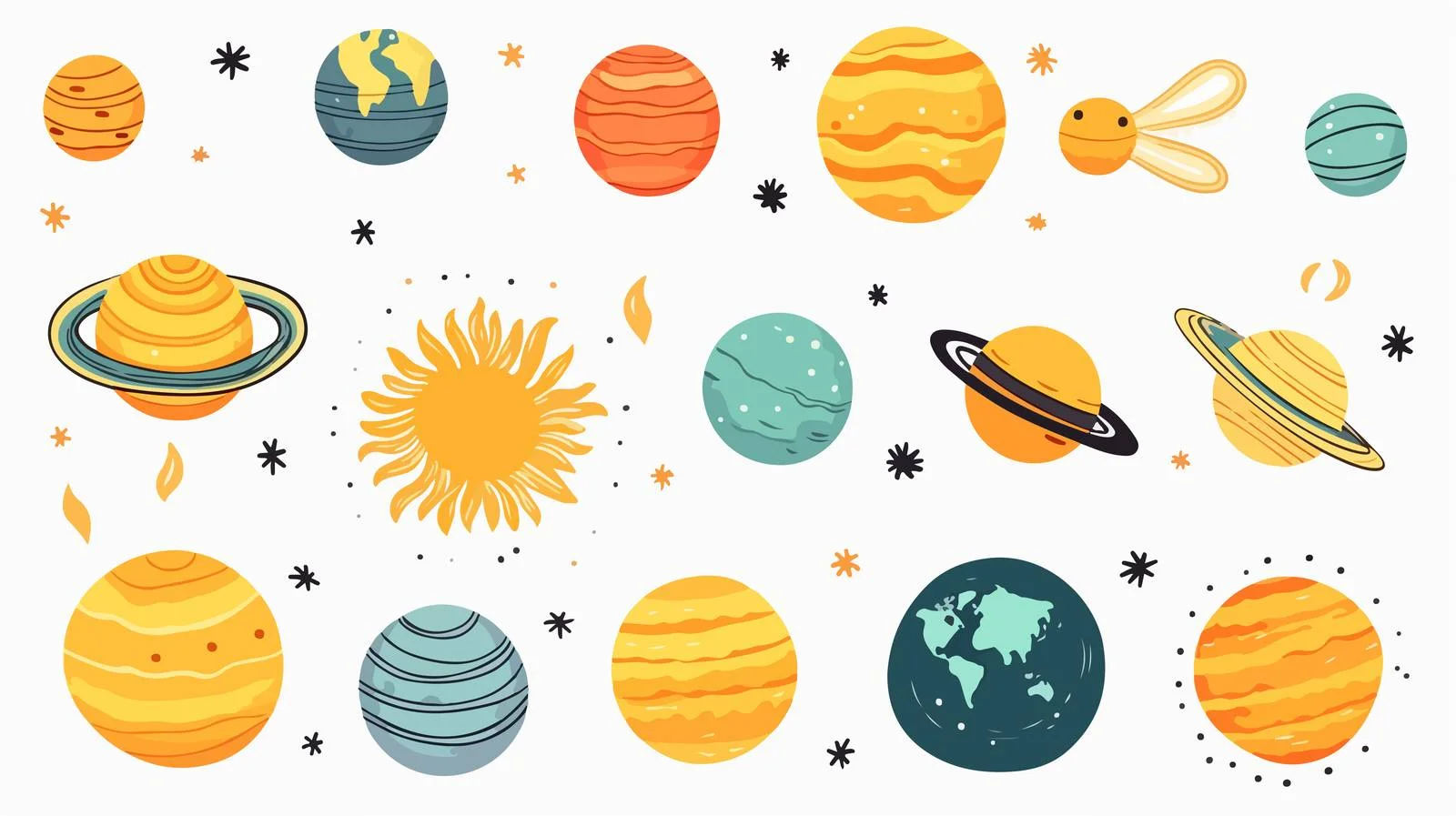 Solar System Planets with Inscriptions — free download from Dotvec