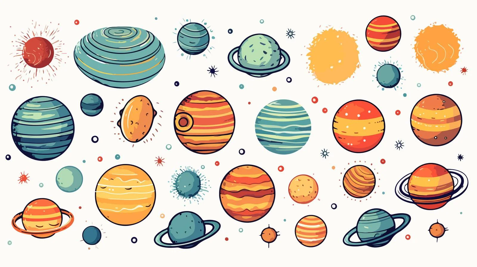 Solar System Planets with Inscriptions — free download from Dotvec