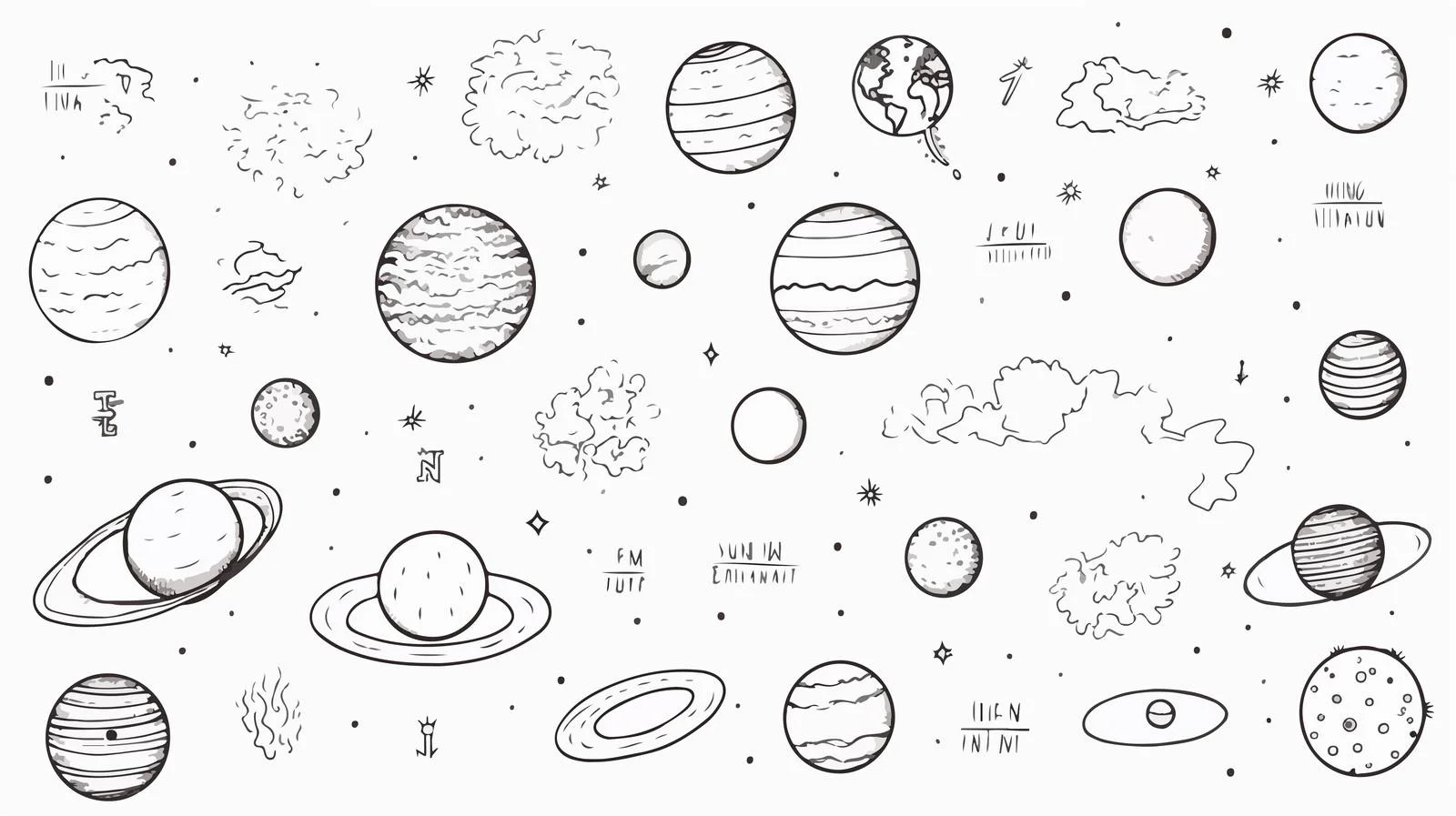 Solar System Planets with Inscriptions — free download from Dotvec