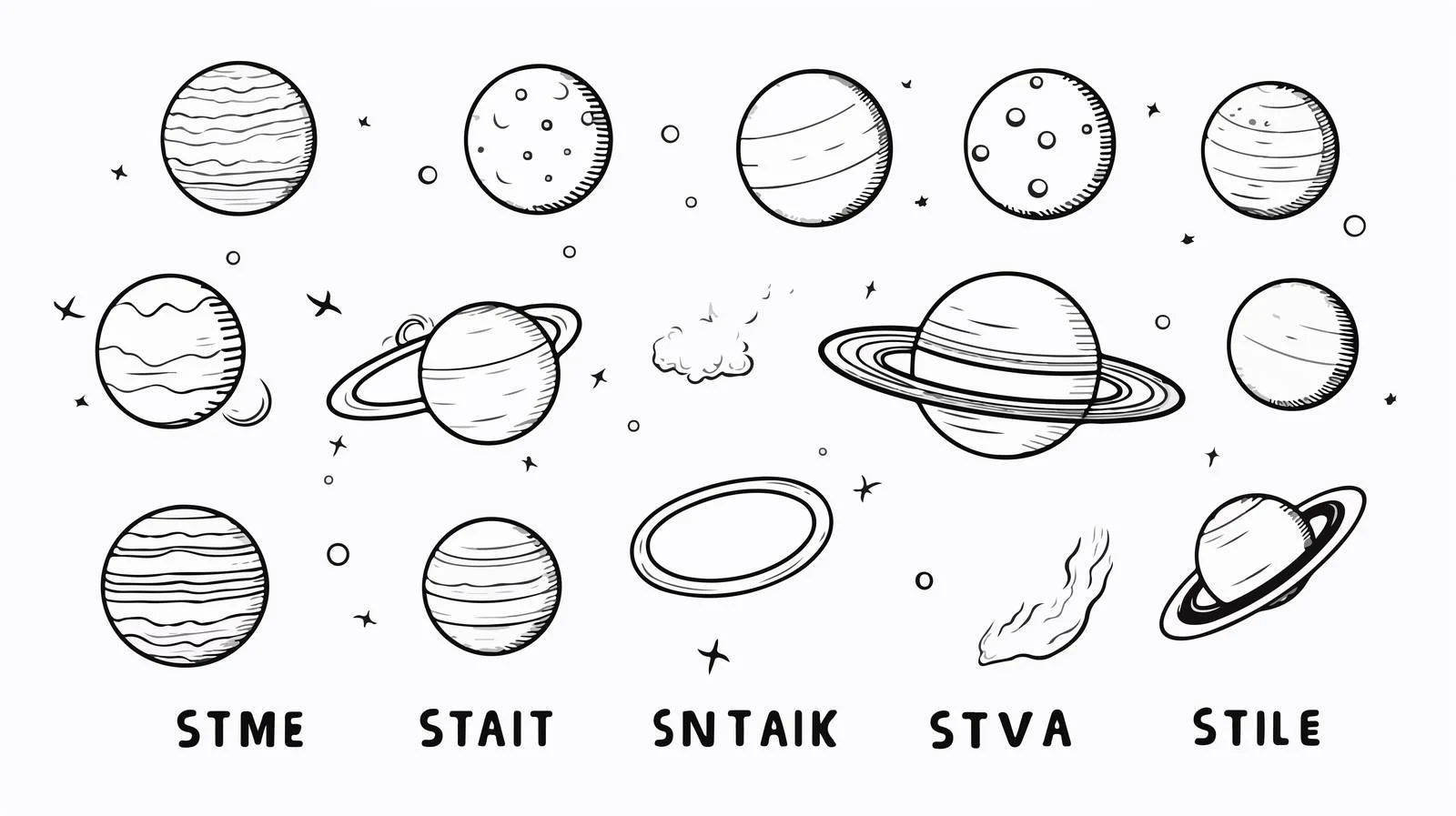 Solar System Planets with Inscriptions Overview — free download from Dotvec